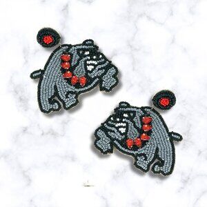 UGA Georgia Bulldogs Football Team Mascot Jeweled Beaded Earrings NEW